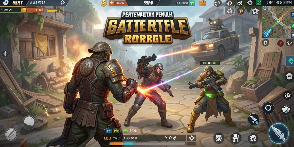Gameplay seru 55RT dengan aksi Battle Royale yang mendebarkan.