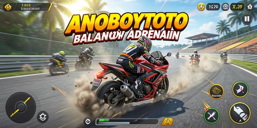 Tampilan gameplay ANOBOYTOTO yang menegangkan saat balapan motor.