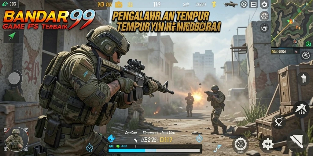 Screenshot gameplay BANDAR99 yang menampilkan aksi tembak-menembak intens.