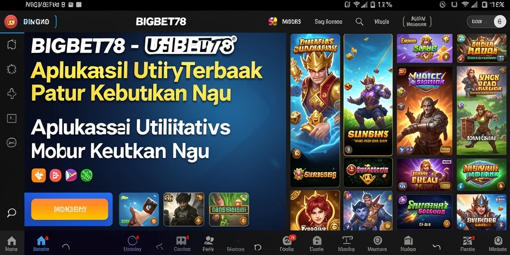 Tampilan antarmuka utama aplikasi BIGBET78 yang intuitif dan fungsional.