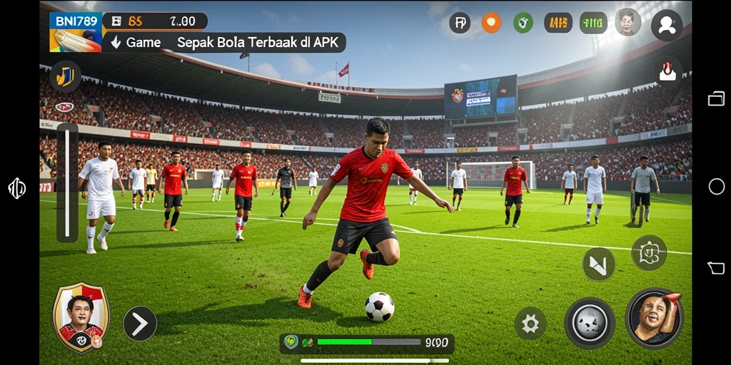 Tampilan gameplay BNI789 dengan aksi sepak bola yang mendebarkan.