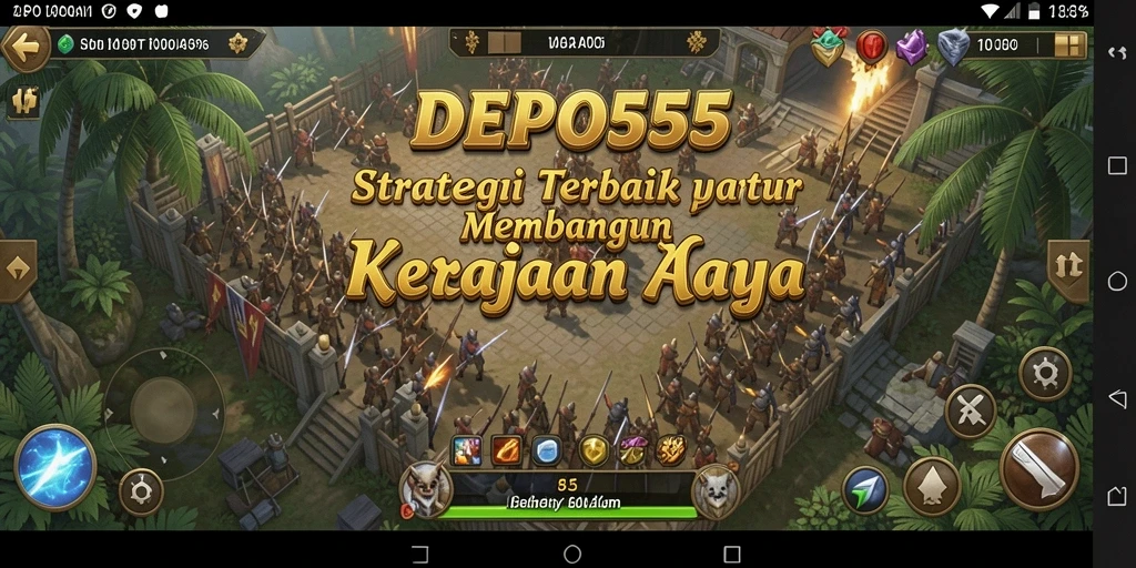 Screenshot gameplay DEPO555 menampilkan pertempuran strategis yang epik.