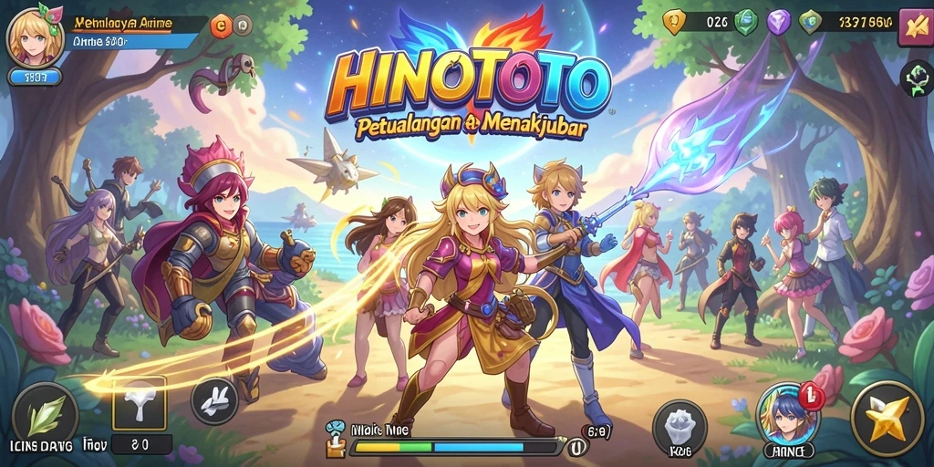 Screenshot utama HINOTOTO menampilkan aksi seru dalam game Anime.