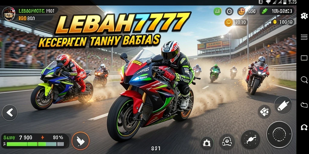 Gameplay mendebarkan dari LEBAH777 saat balapan motor.