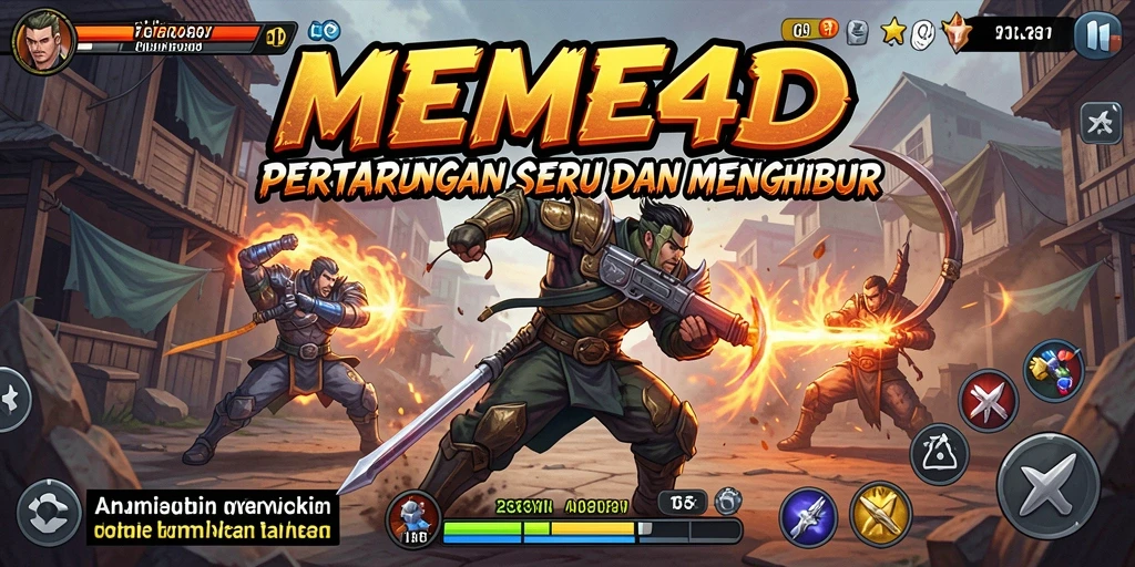 Gameplay seru dari MEME4D dengan pertarungan karakter.