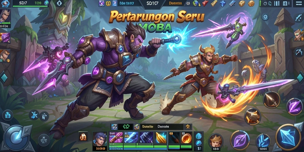 Tangkapan layar gameplay epic dari SD107 dengan pertarungan sengit.